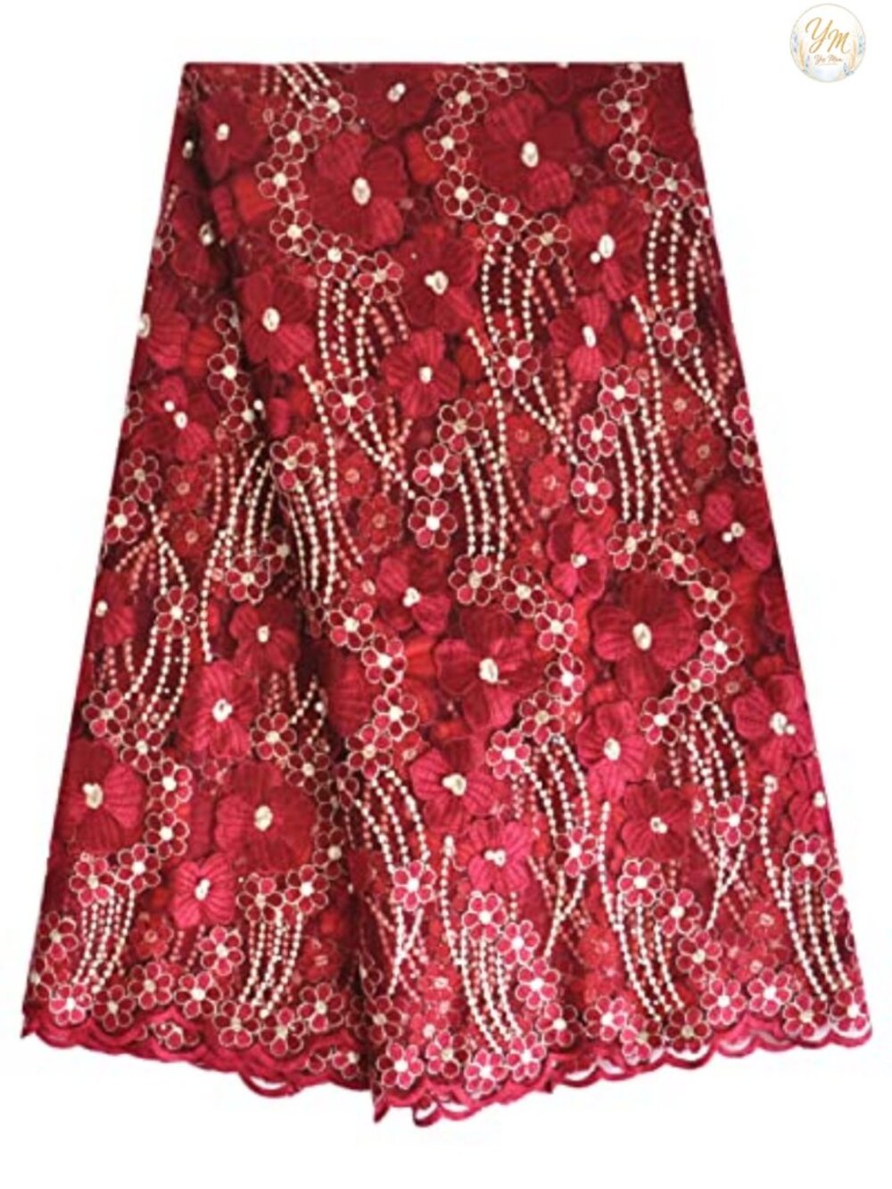 African Lace Fabric 5 Yards Beading Rhinestones for Dress